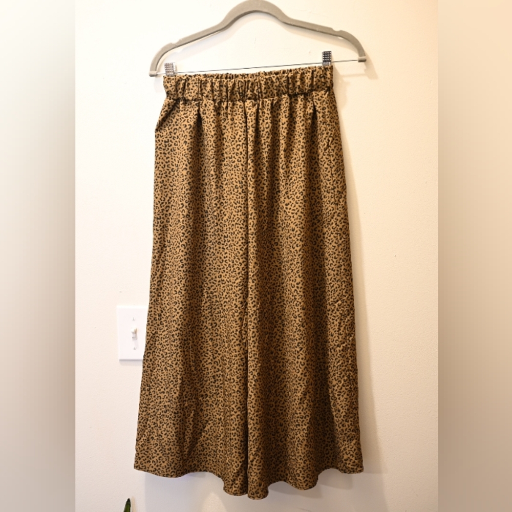 Brown Leopard Cheetah Animal Print Lightweight Maxi Skirt Size Large Safari 90s